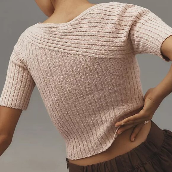 Anthropologie Ribbed Sweater Tee Size L - Picture 3 of 3